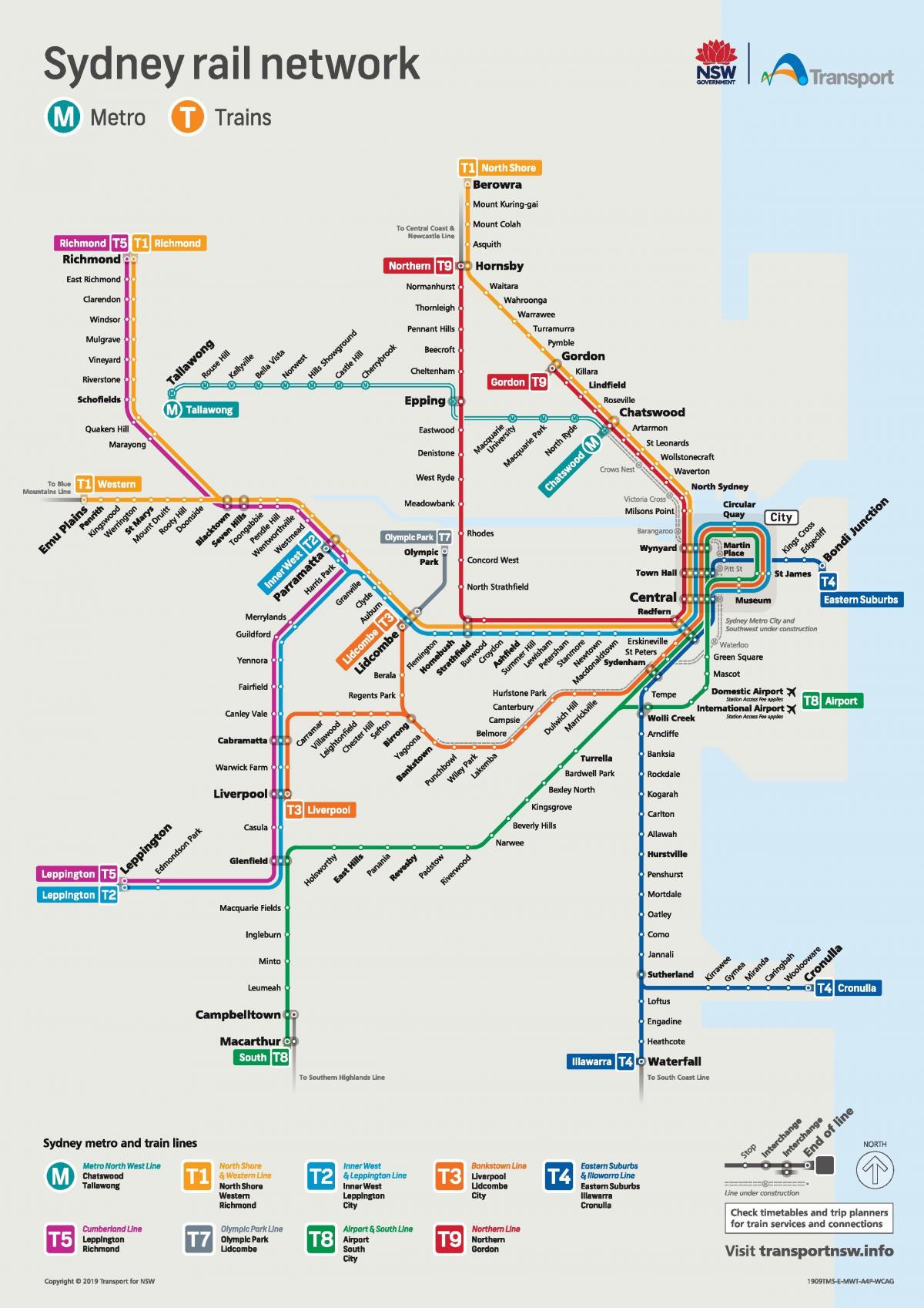 خريطة سيدني القطارات