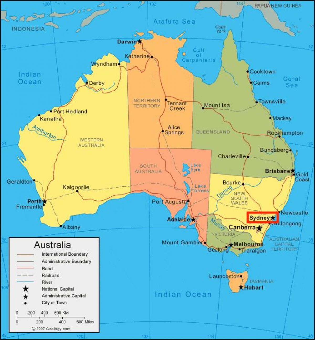 سيدني خريطة أستراليا