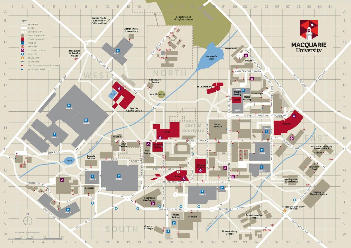 جامعة ماكواري خريطة الحرم الجامعي