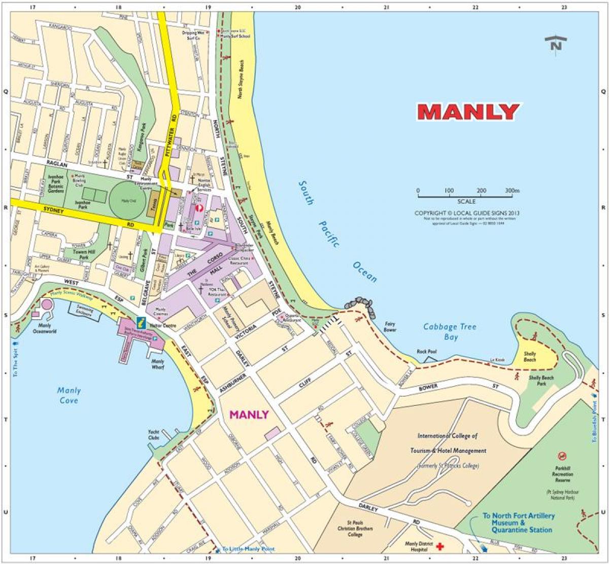 الخريطة شاطئ مانلي